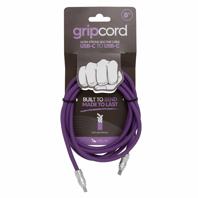 Helix/Retrak - Gripcord Silicone USB-C Cable 8ft Purple