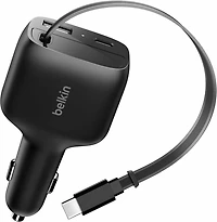 Belkin - BoostCharge Retractable Car Charger 75W Black
