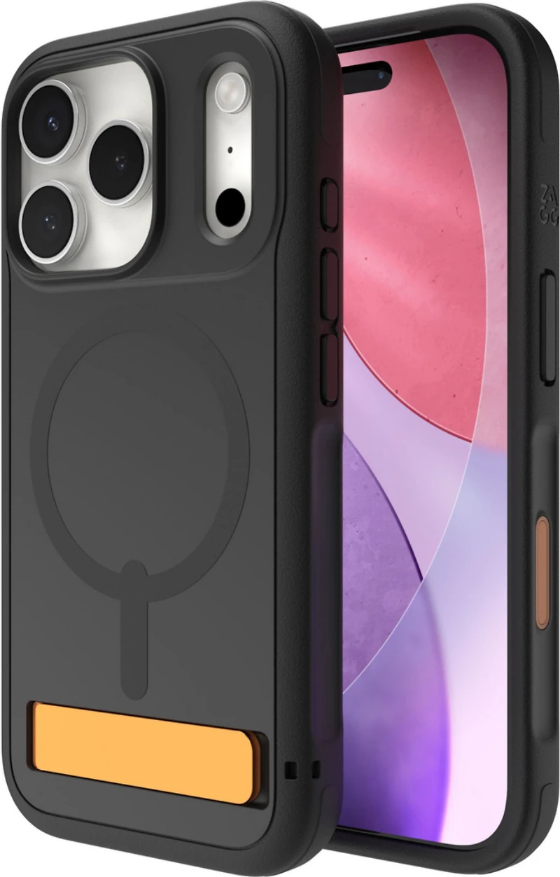 iPhone 17 Pro ZAGG Graphene Sedona Snap Kickstand Case - Flood Black/Orange