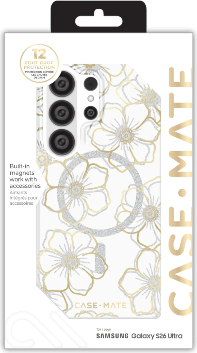 Case-Mate - Étui Floral Gems avec aimant pour Samsung Galaxy S26 Ultra - Or