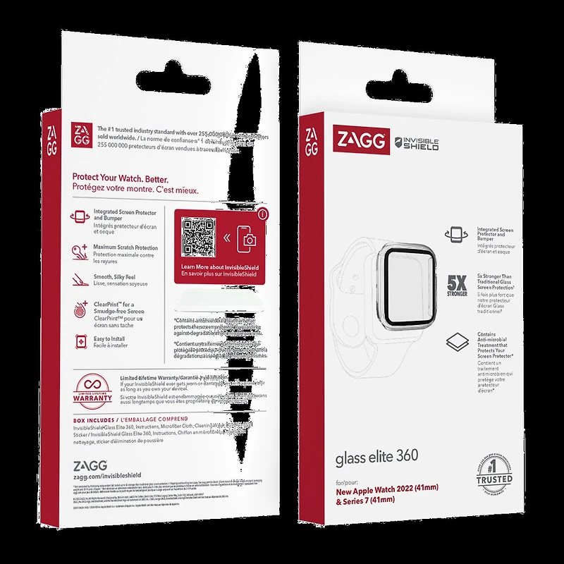 Apple Watch (41mm) ZAGG InvisibleShield Glass Elite 360 Screen Protector