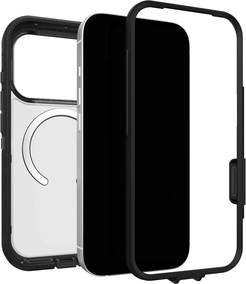 OtterBox 7798459 Étui Defender Pro XT Clear MagSafe avec Contrôle de la Caméra Dark Side (Noir) pour iPhone 17 Pro
