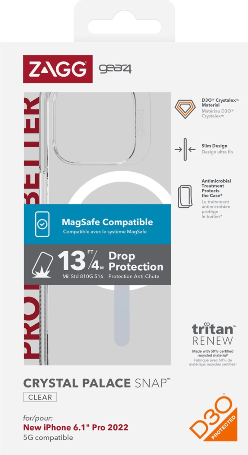 GEAR4 - iPhone 14 Pro Gear4 D3O Crystal Palace Snap Case - Clear