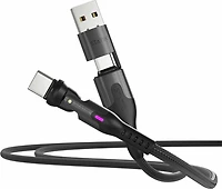 Statik - PowerPivot Pro Nylon Braided Charge/Sync Cable USB-C to USB-C 3.3ft Black