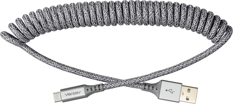 Ventev COILCABACVNV Câble de Charge/Sync Helix Coiled USB-C 1 pieds Gris