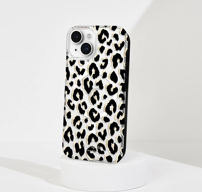 iPhone 15/14/13 Kate Spade Protective Hardshell MagSafe Case - City Leopard