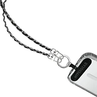 HyperGear TECHcessories Universal Crossbody Phone Strap - Silver Chain Black Vegan Leather