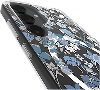 Protective Case Compatible w/MagSafe Flowerbed Blue with Gems for Samsung Galaxy S25+