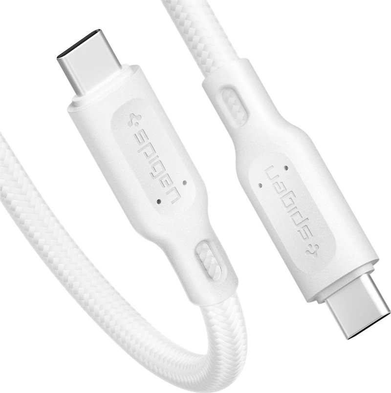 Câble USB-C vers USB-C Spigen de 120 cm - Blanc - Lot de 2