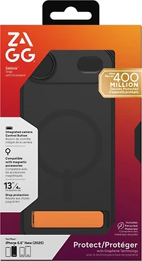 iPhone Air ZAGG Graphene Sedona Snap Kickstand Case - Flood Black/Orange
