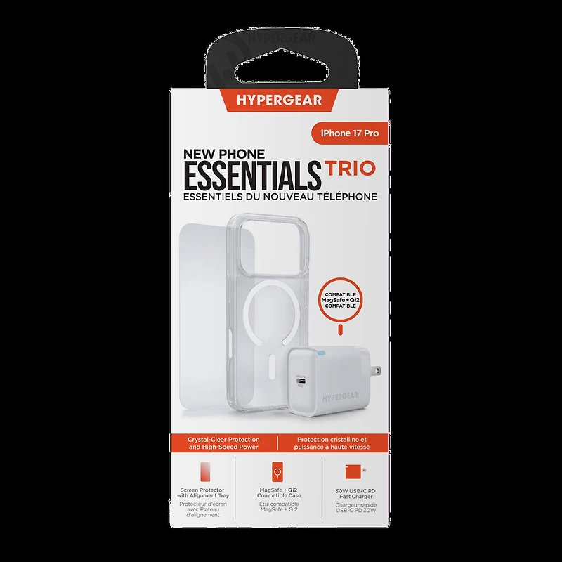 iPhone 17 Pro HyperGear Bundle - 30W Hub, Glass, Case w/ Magsafe