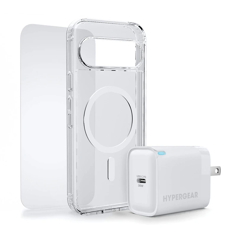 Google Pixel 11 Pro XL HyperGear Bundle - 30W Hub, Glass, Case w/Magsafe