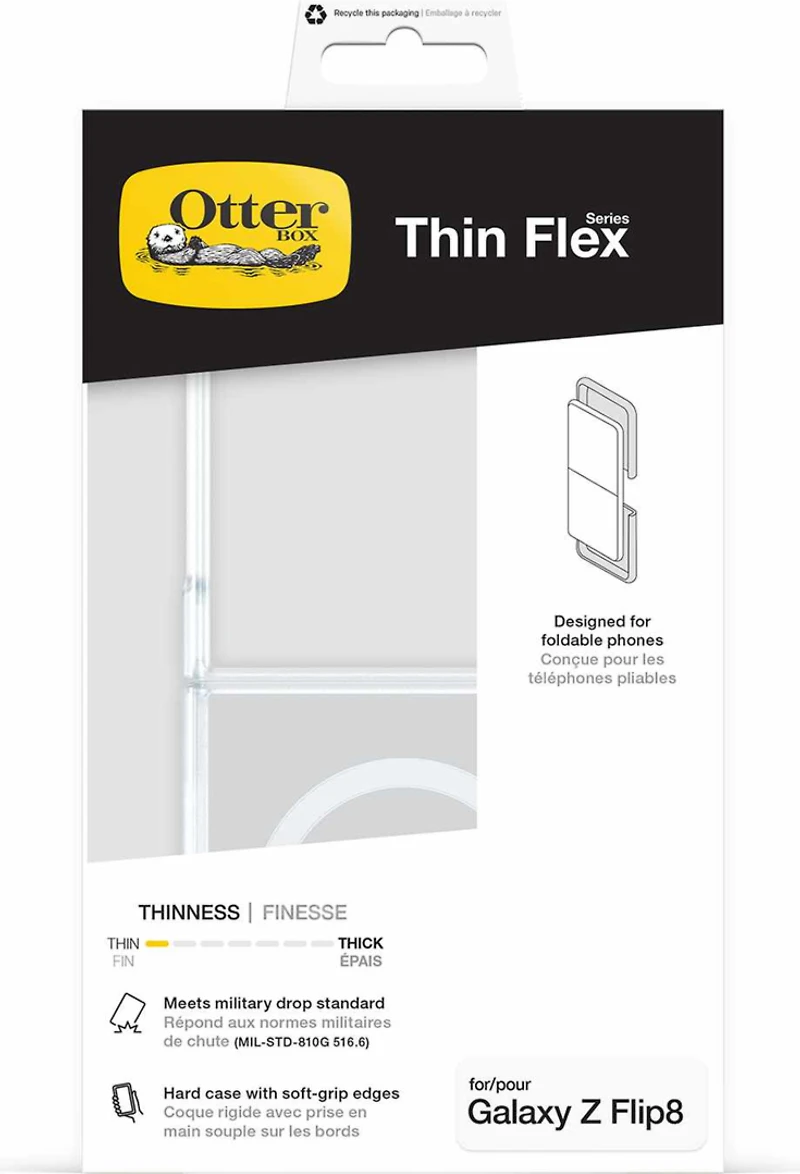 OtterBox - Thin Flex Case w/Magnets Clear w/Blue Tint for Samsung Galaxy Z Flip8