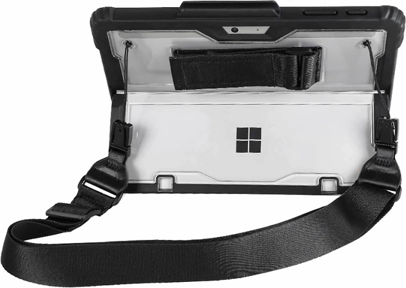 Rugged Case with Hand Strap and Shoulder Strap Clear for Microsoft Surface Pro 8 - Black