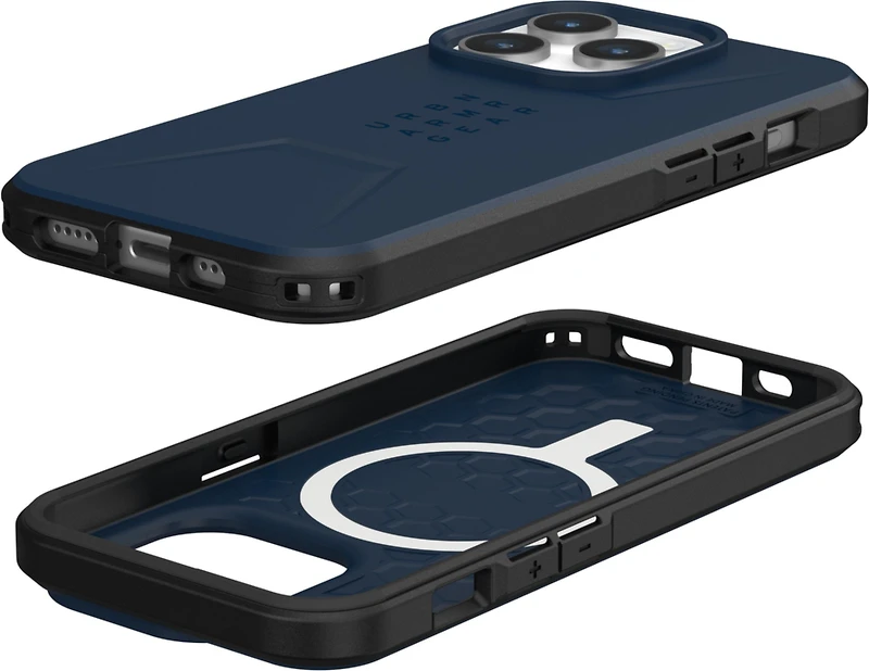 Étui Civilian compatible avec MagSafe de UAG – iPhone 15 Pro, bleu (Mallard)