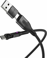 Statik - PowerPivot Pro Nylon Braided Charge/Sync Cable USB-C to USB-C 3.3ft Black