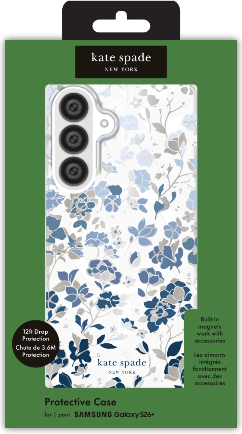 Kate Spade - Protective Case with Magnet for Samsung Galaxy S26 Plus - Flowerbed Blue
