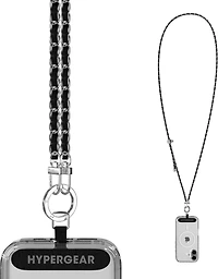 HyperGear TECHcessories Universal Crossbody Phone Strap - Silver Chain Black Vegan Leather