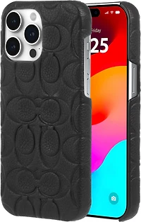 iPhone 15 Pro Max Coach Leather Slim Wrap Signature C Case - Black Emboss
