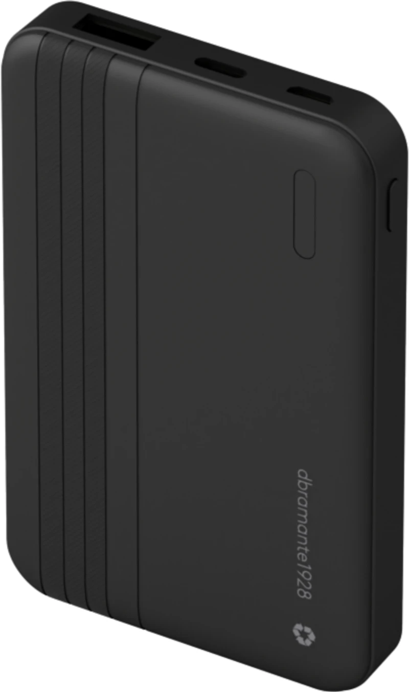 DBRAMANTE1928 Re-Charge Universal Dual Port Slim Fast Charge Power Bank - 5,000 MAH clear