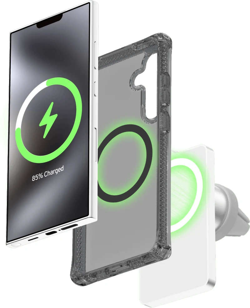ITSKINS SGZPHBVARSMOK Étui Hybrid_R Vapor Smoke Compatible avec MagSafe pour Samsung Galaxy S25+