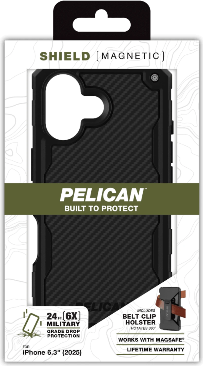 iPhone 17 Pelican Shield MagSafe w/Holster Case - Carbon Fiber
