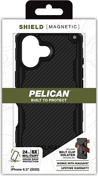 iPhone 17 Pelican Shield MagSafe w/Holster Case - Carbon Fiber