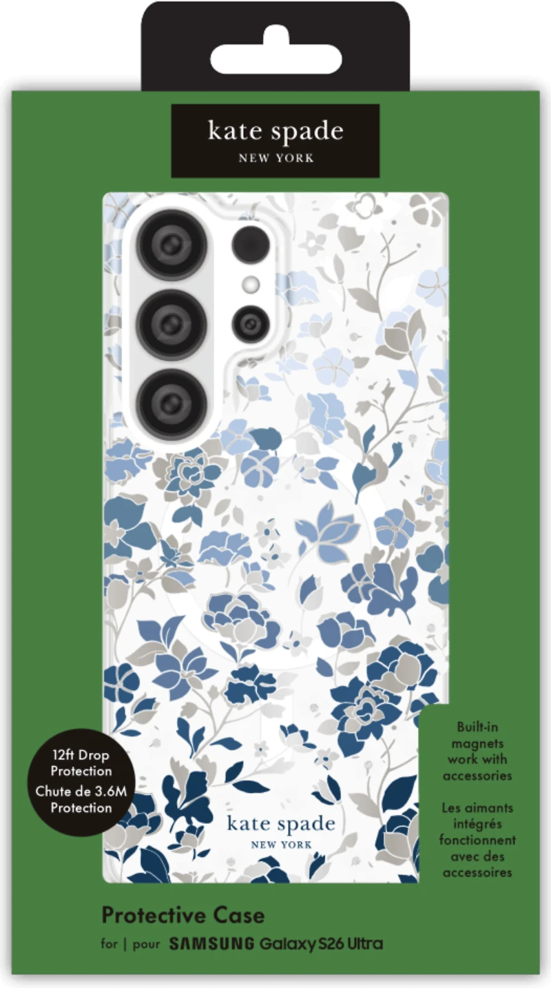 Kate Spade - Étui de protection avec aimant pour Samsung Galaxy S26 Ultra - Bleu Flowerbed