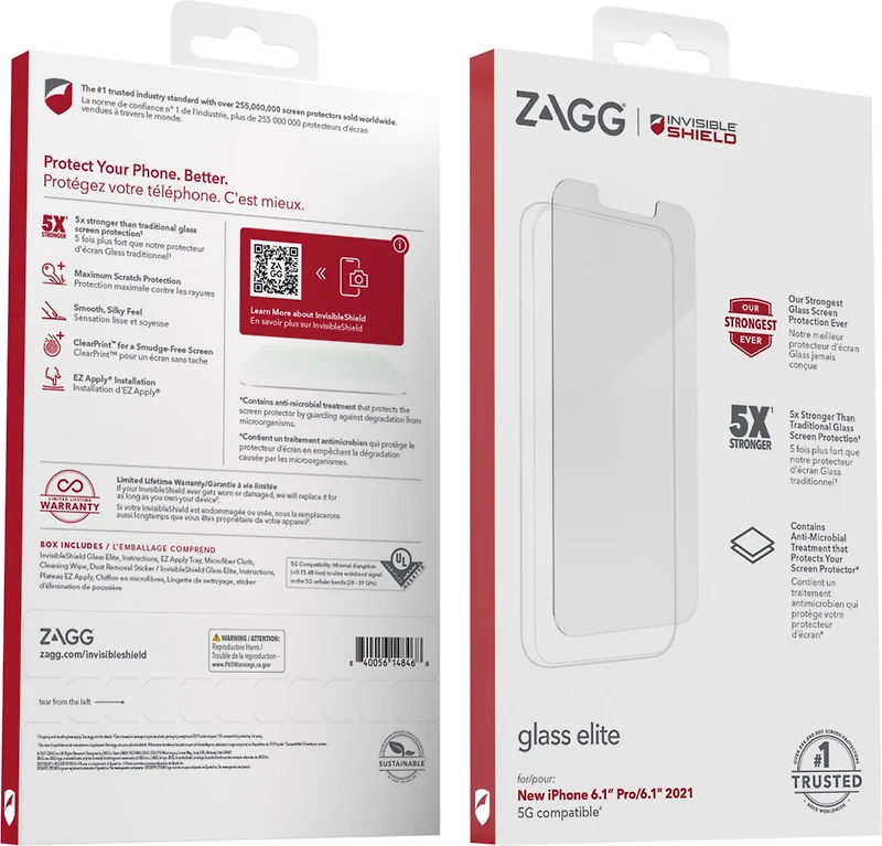 Zagg - Invisibleshield Glass Elite Plus Screen Protector - iPhone 14 / 13 / 13 Pro - Clear