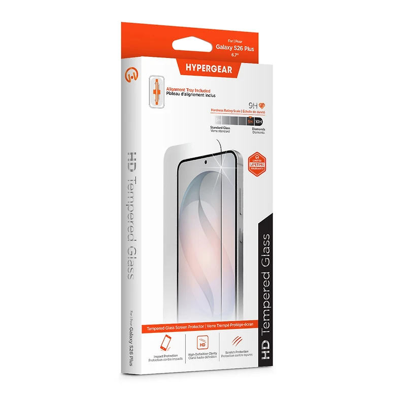 Samsung Galaxy S26+ HyperGear Tempered Glass Screen Protector w/Dust-Free Install Tray clear