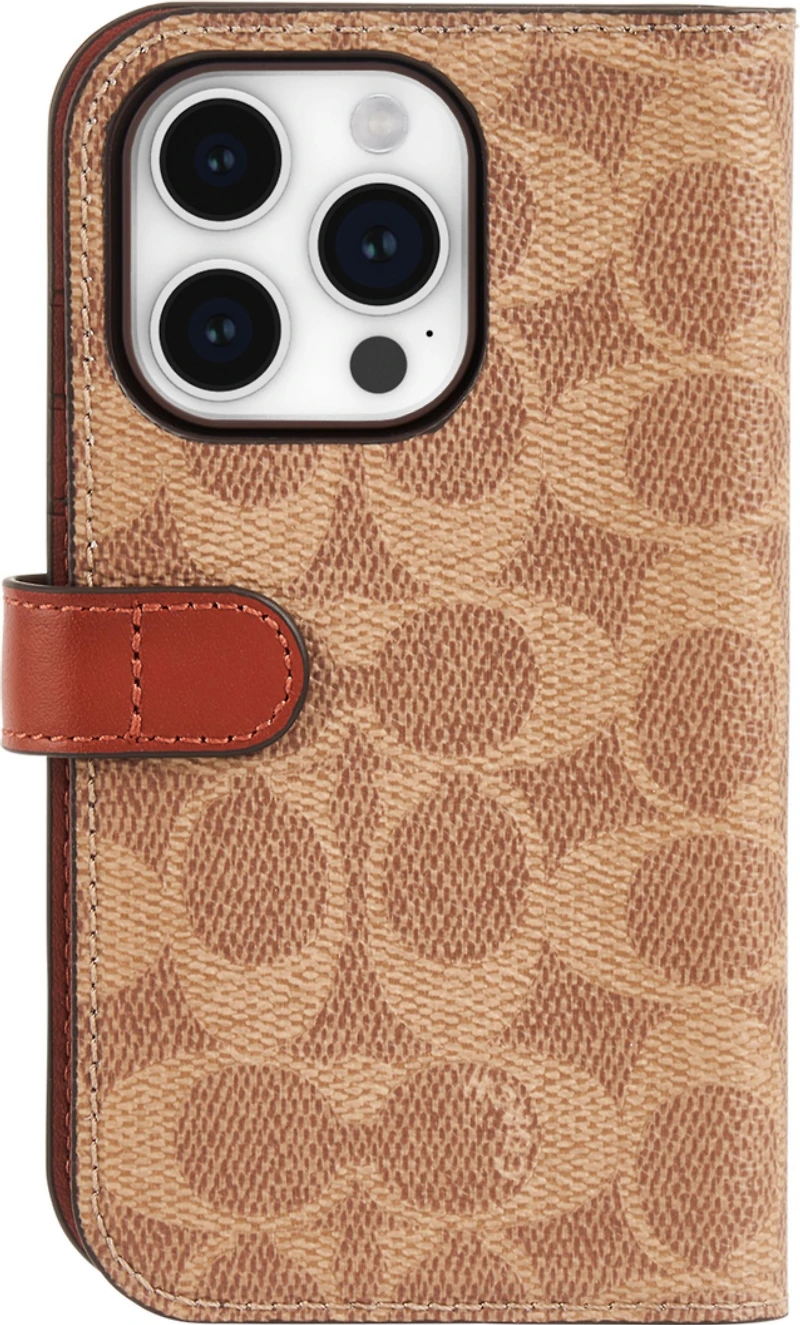 iPhone 15 Pro Coach Folio Signature C Case - Tan