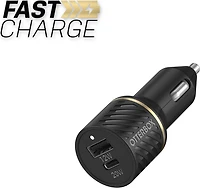 OtterBox - Fast Charge PD USB C and USB A Dual Port Car Charger - Black Shimmer