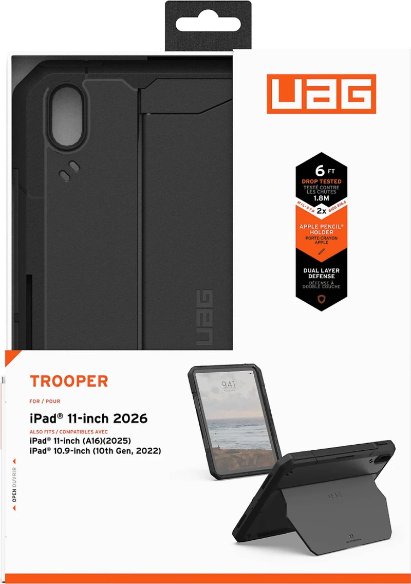 UAG 124512114040 Étui Robuste Trooper Noir pour iPad 11 2025 (11th Gen)