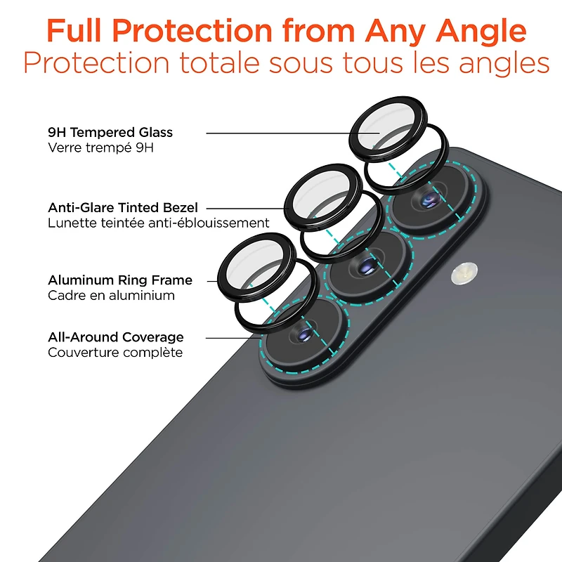 Samsung Galaxy S26/S26+ HyperGear Tempered Glass Camera Rings Lens Protection - 2 Pack clear