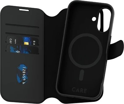 PanzerGlass CARE Feature Tango Portefeuille deux en un iPhone 16 - Noir