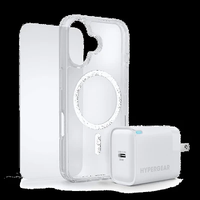 iPhone 17 HyperGear Bundle - 30W Hub, Glass, Case w/ Magsafe
