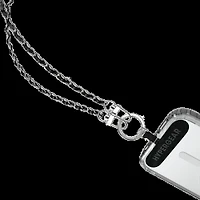 HyperGear TECHcessories Universal Crossbody Phone Strap - Silver Chain Black Vegan Leather