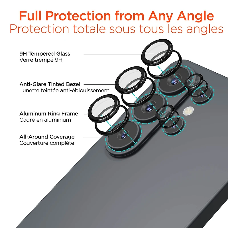 Samsung Galaxy S26 Ultra HyperGear Tempered Glass Camera Rings Lens Protection - 2 Pack clear