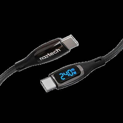 Naztech 6 ft DigiWATT 240W USB-C to USB-C Digital Fast Charge Cable with LED Power Display