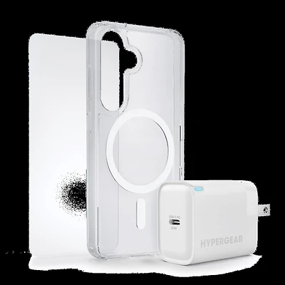 Samsung Galaxy S25 FE HyperGear Bundle - 30W Hub, Glass, Case w/ Magsafe