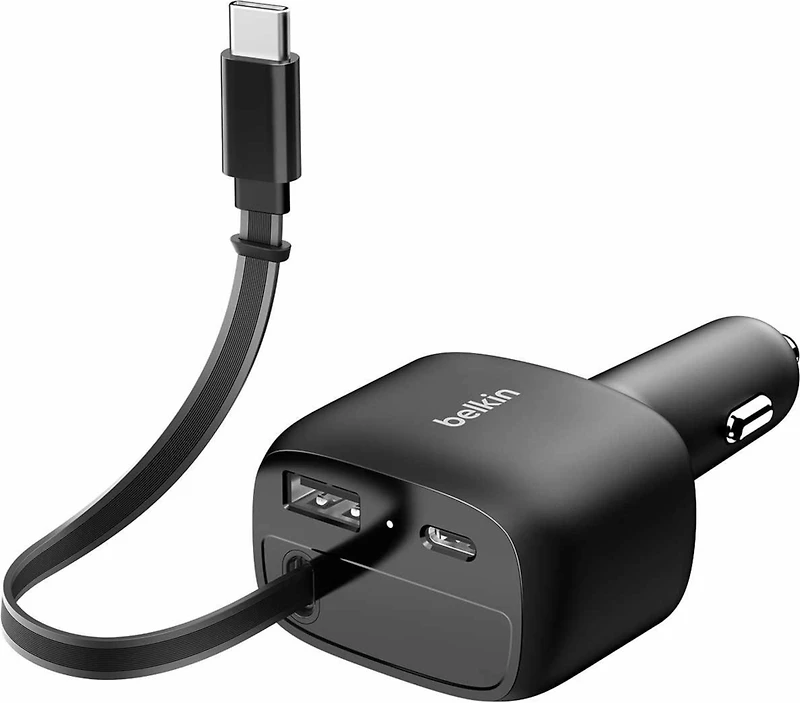 Belkin - BoostCharge Retractable Car Charger 75W Black