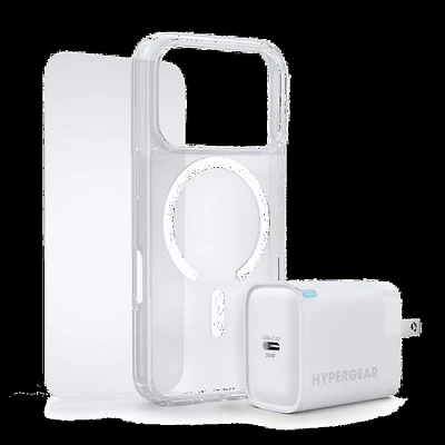 iPhone 17 Pro HyperGear Bundle - 30W Hub, Glass, Case w/ Magsafe