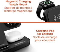 Hypergear 15W Powerfold 24/7 3in1 Foldable Wireless Charging Stand w/Digital Alarm Clock - Black