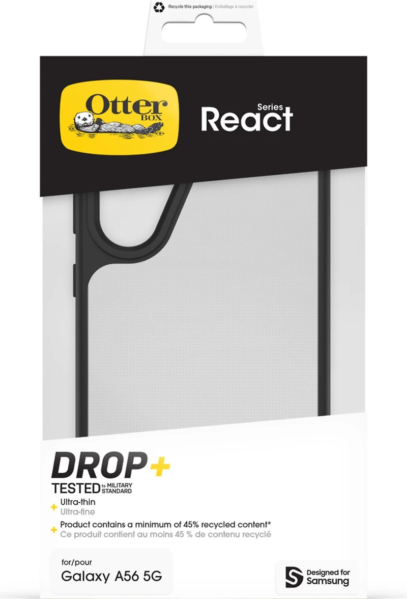 Samsung Galaxy A56 5G Otterbox React Series Case - Clear/Black - Black Crystal