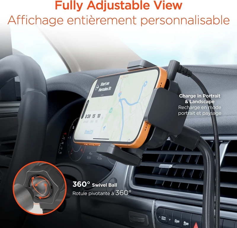 HyperGear EZ Grip 15W Wireless Fast Charging Cup Holder Phone Mount - Black