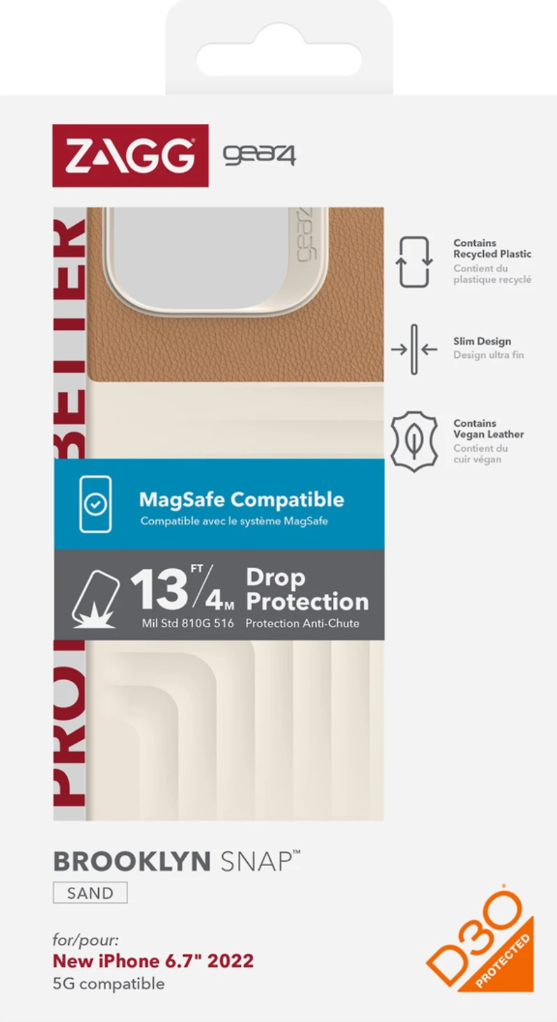 GEAR4 - iPhone 14 Plus Gear4 D3O Brooklyn Snap Case - Sand