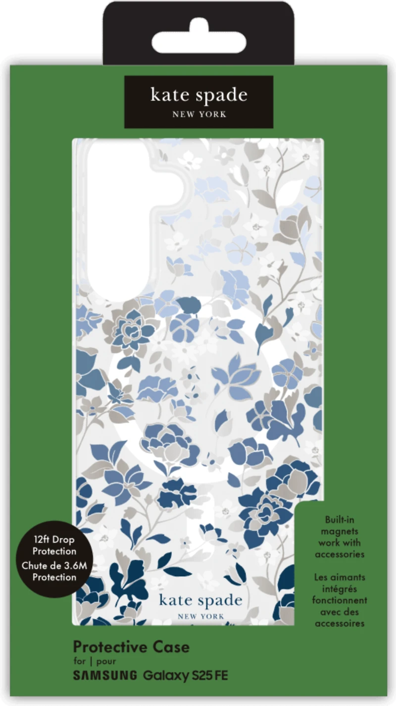Kate Spade - Protective Case with Magnet for Samsung Galaxy S25 FE - Flowerbed Blue
