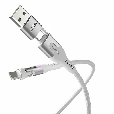 Statik PUP045510FTCCWHTCA Câble Tressé en Nylon de Charge/Sync PowerPivot Pro USB-C vers USB-C 10 pieds Blanc