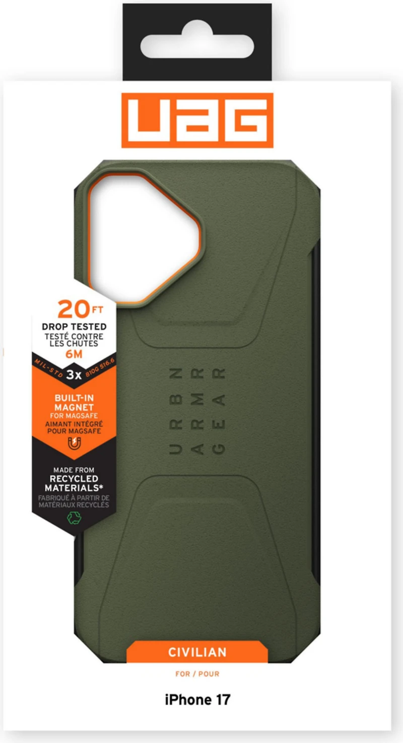 Urban Armor Gear (UAG) - Civilian MagSafe Case for Apple iPhone 17 - Olive and Orange