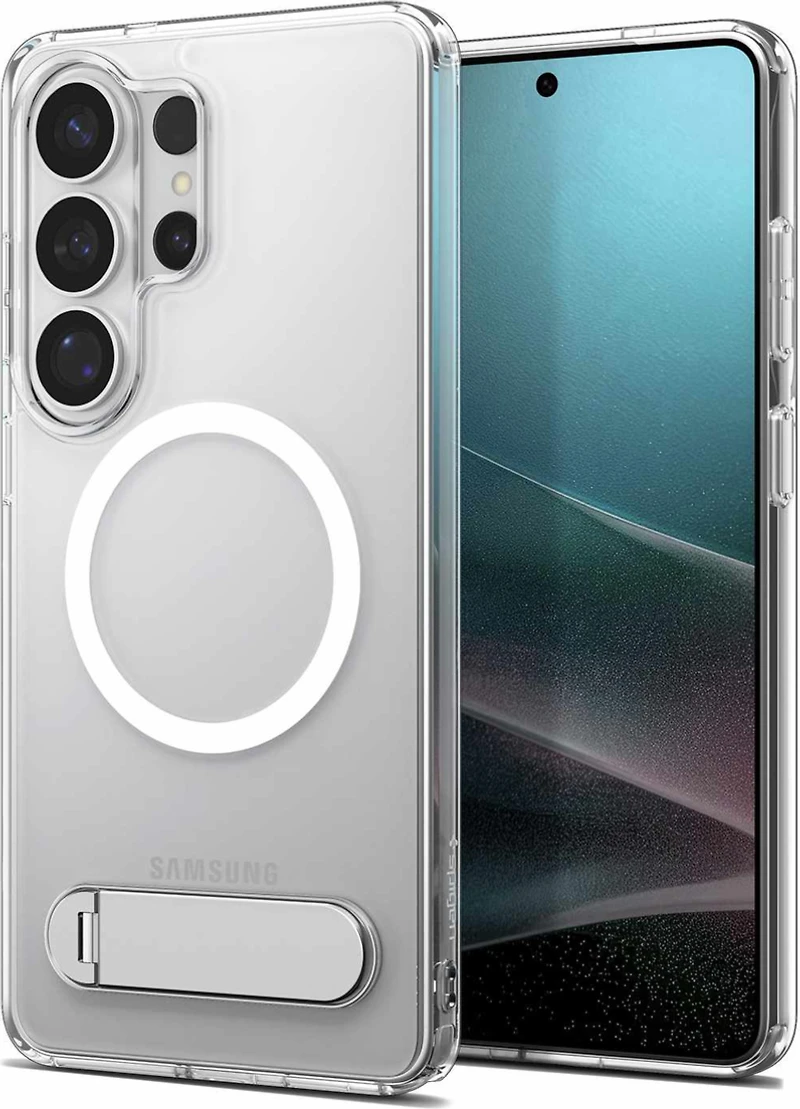 Spigen - Étui Slim Armor Essential S avec aimants, blanc transparent, pour Samsung Galaxy S26 Ultra